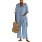 Women Linen-Blend Three-Piece Casual Set
