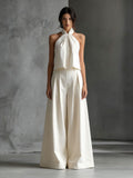 Halter Neck Wide-Leg Two-Piece Formal Set