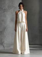 Halter Neck Wide-Leg Two-Piece Formal Set