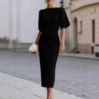 Briar Midi Dress with Bateau Neckline & Tailored Fit