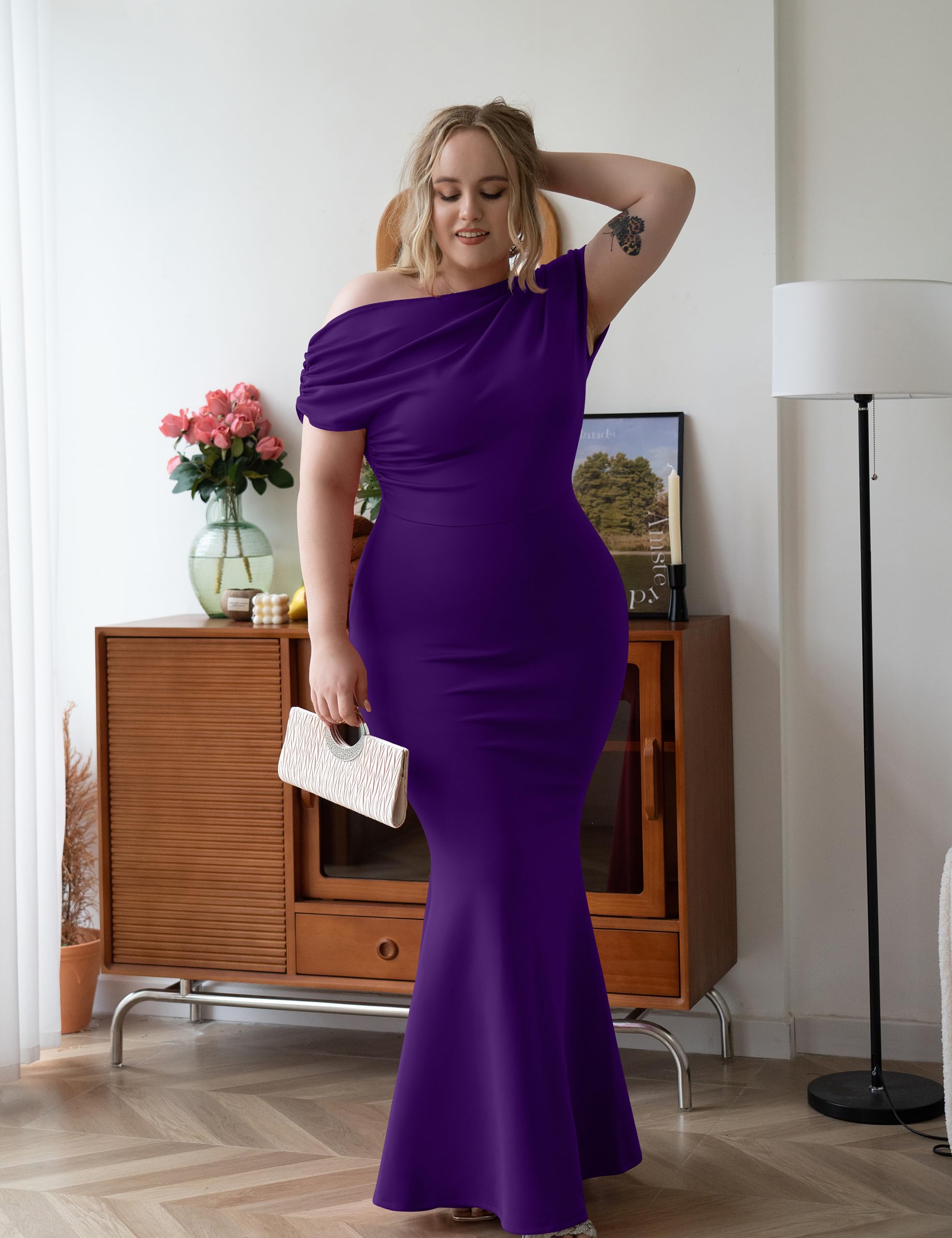 2025 Women's Elegant Sleeveless Off Shoulder Bodycon Long Formal Party Evening Dress