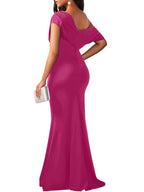 2025 Women's Elegant Sleeveless Off Shoulder Bodycon Long Formal Party Evening Dress