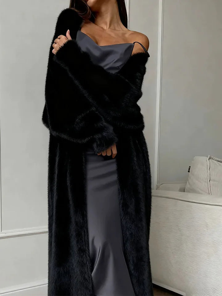 Plush fluffy autumn and winter loose coat women's long cardigan imitation mink white knitted cardigan