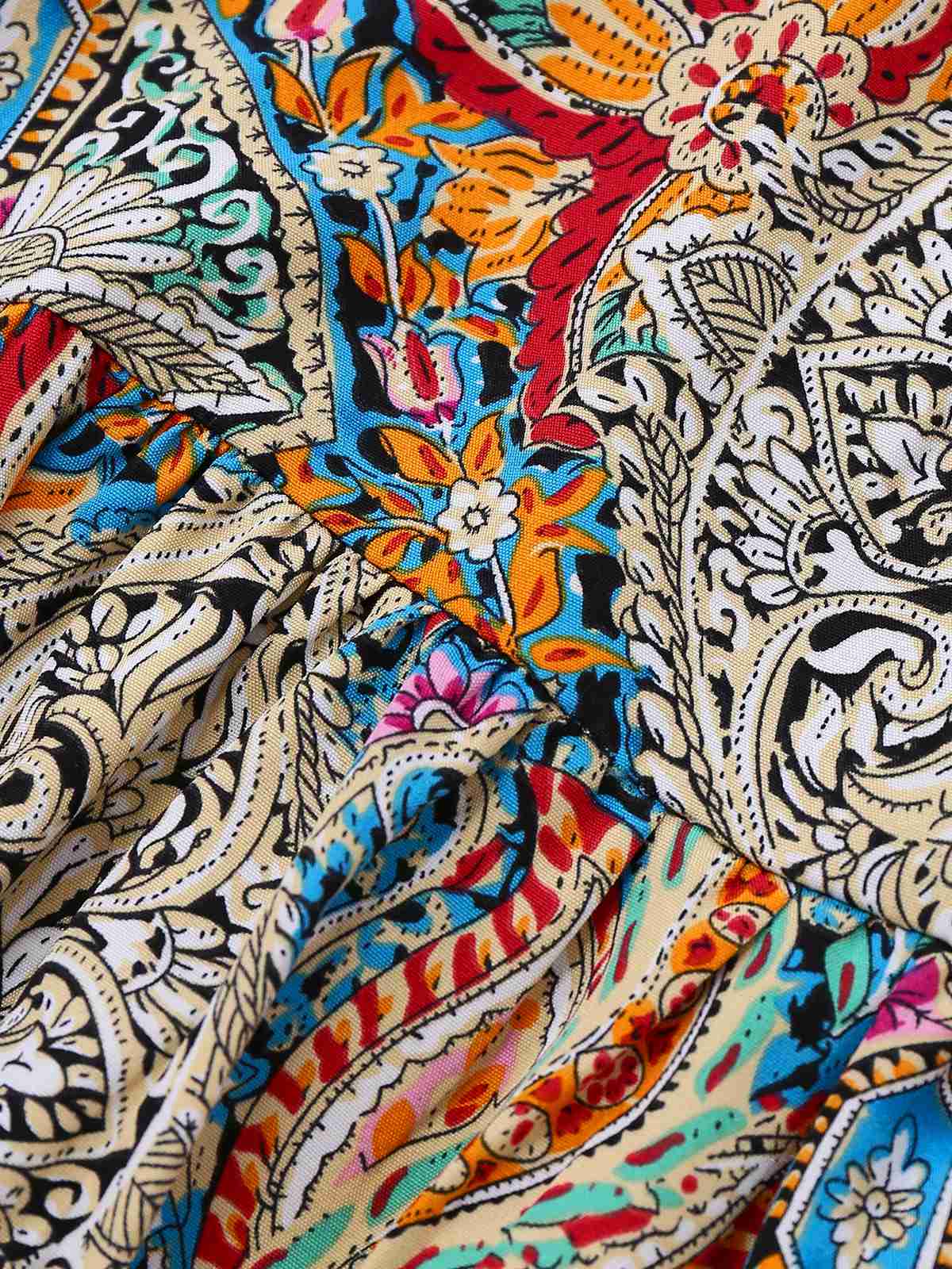 Bohemian Paisley Floral Bell Sleeve Dress
