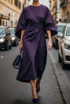 Elegant Dress with Lantern Sleeves