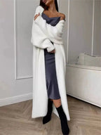 Plush fluffy autumn and winter loose coat women's long cardigan imitation mink white knitted cardigan