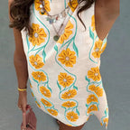 Elegant O-neck Sleeveless Loose Mini Dress 2025 Women Fashion Flower Print Holiday Party Dress Summer Casual Bohemian Vest Dress