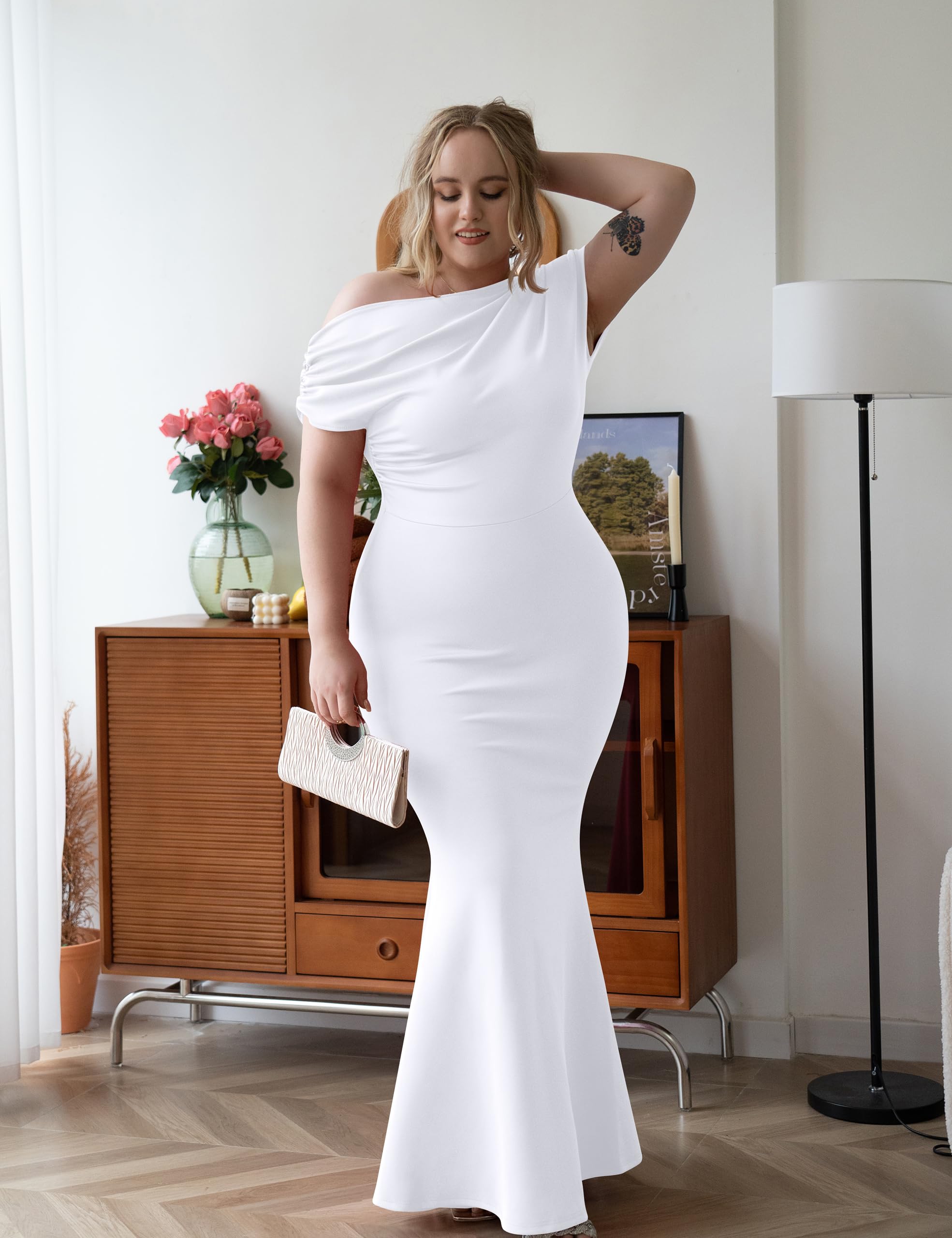 2025 Women's Elegant Sleeveless Off Shoulder Bodycon Long Formal Party Evening Dress