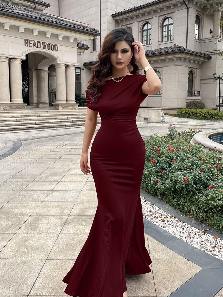 2025 Women's Elegant Sleeveless Off Shoulder Bodycon Long Formal Party Evening Dress