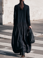 Black High Neck Pocket Detail Oversized Maxi Dress