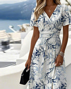 Elegant Botanical-Print Dress