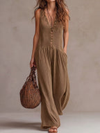 Retro Ruffle Neck Knitted Jumpsuit