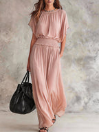 Flowy Wide-Leg Smocked Waist Jumpsuit