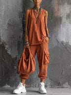 Oversized Sleeveless Top & Cargo Jogger Set