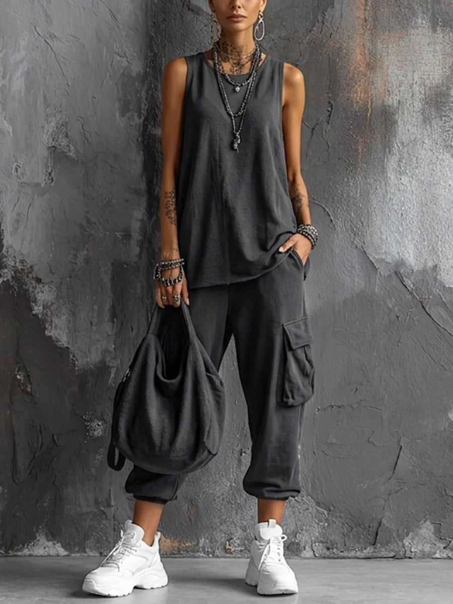 Oversized Sleeveless Top & Cargo Jogger Set