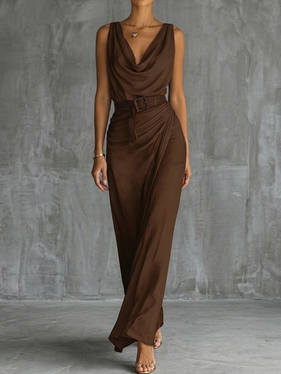 Chic And Sophisticated Cowl-neck Dress