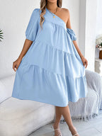 Single Shoulder Tiered Dress