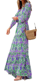 Bohemian V-Neck Autumn Dress For Fall Fashion