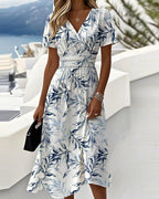 Elegant Botanical-Print Dress