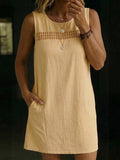 Linen-Blend Sleeveless Shift Dress
