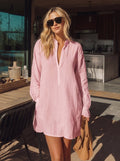 Effortless Long-Sleeve Linen Tunic Dress
