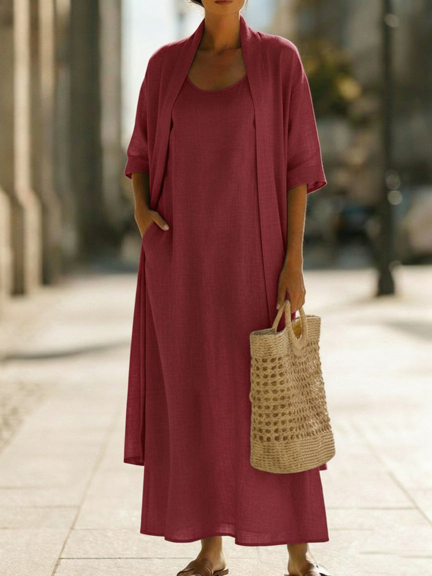 Women 2Pcs  Linen-Blend Outfit