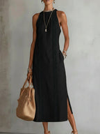 🌿 Retro Cozy Lace Minimalist Linen Dress
