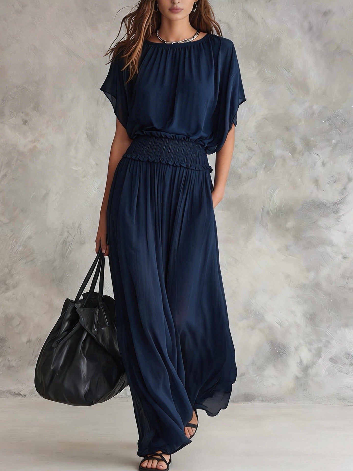 Flowy Wide-Leg Smocked Waist Jumpsuit