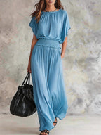 Flowy Wide-Leg Smocked Waist Jumpsuit