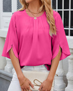 Elegant solid color Half Sleeve Blouse