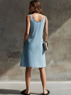 Effortless Chic Sleeveless Denim Shift Dress for Women