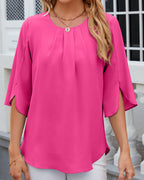 Elegant solid color Half Sleeve Blouse