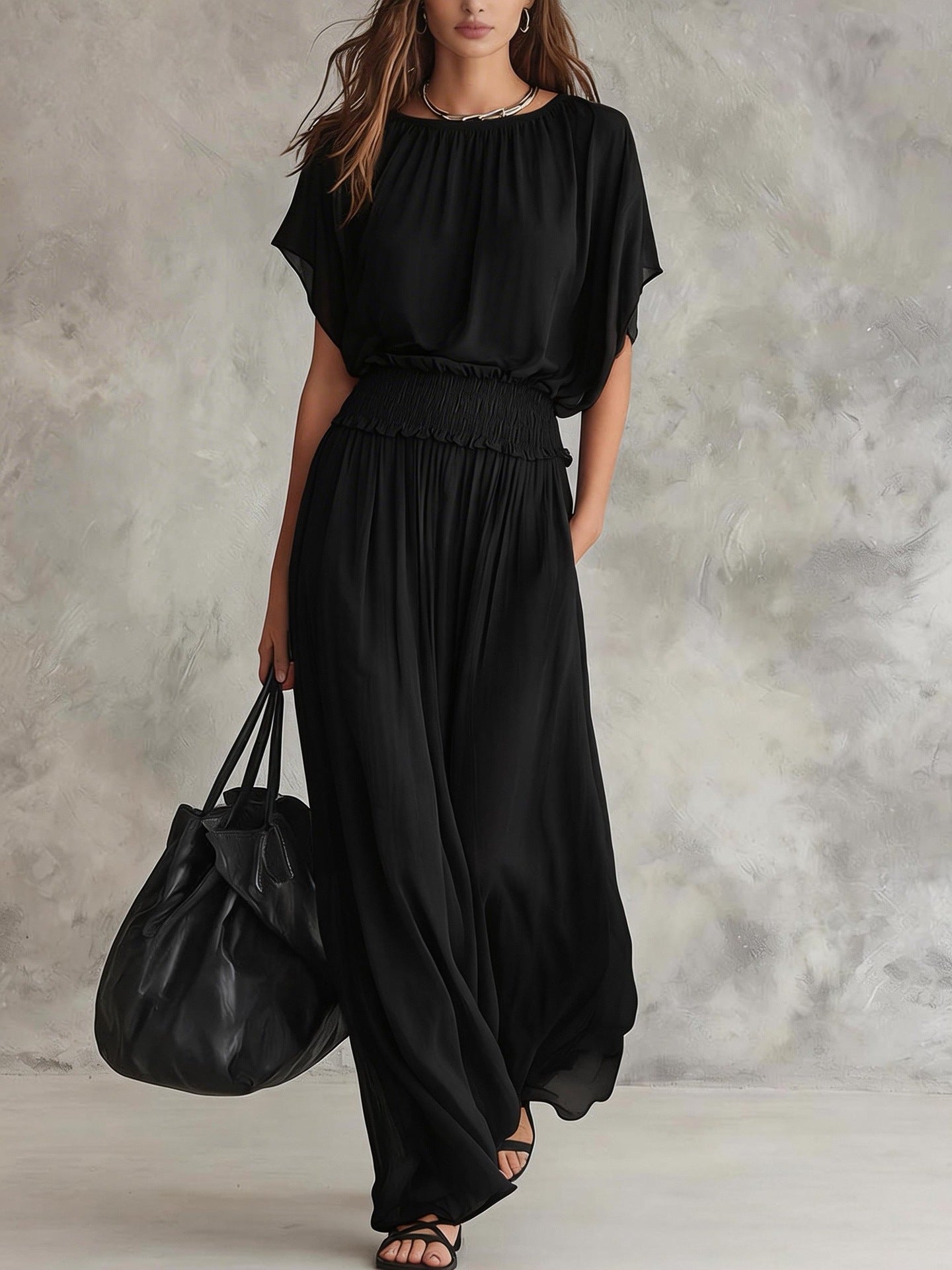 Flowy Wide-Leg Smocked Waist Jumpsuit