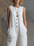 Effortless Linen Sleeveless Wide-Leg Jumpsuit