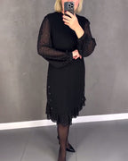 Long-sleeved polka dot dress