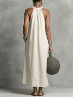 Women's Round-neck Halter Sleeveless Cotton-linen Dress