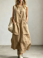 Women's Sleeveless Round Neck Wide-leg Jumpsuit