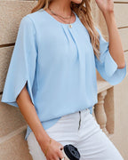 Elegant solid color Half Sleeve Blouse