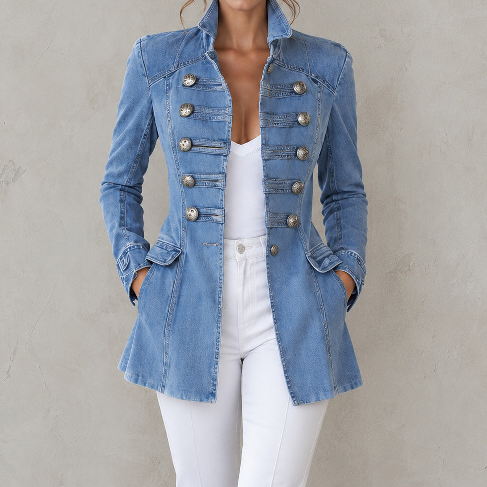 Retro Denim Jacket With Decorative Buttons