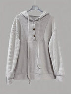 Button-Front Drawstring Hoodie