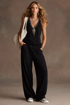 Boho V-Neck Sleeveless Two-Piece Loungewear Set