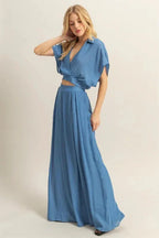 Crop Top and Wide Leg Pants Set