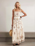 Vintage Floral Tiered Maxi Dress | Square Neck Cami Sundress