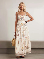 Vintage Floral Tiered Maxi Dress | Square Neck Cami Sundress