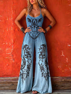 Bohemian-style Strappy Stretchy Jumpsuit