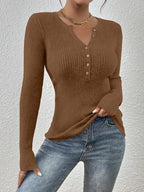 Elegant Chic Slim Fit Long Sleeve Round Neck Tops