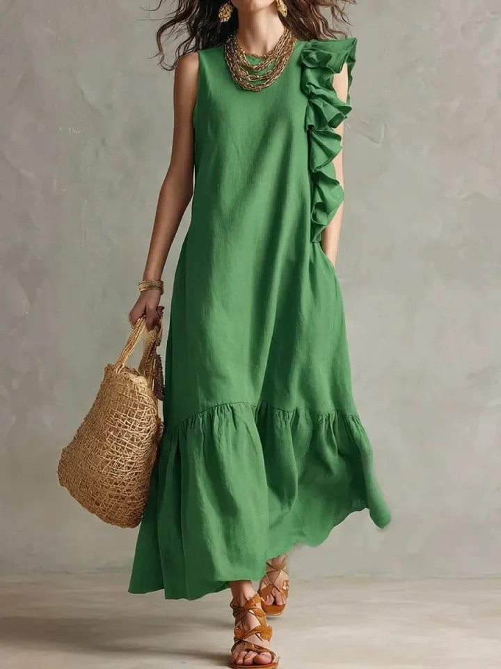 New Irregular Ruffled Sleeveless Women'S Dress