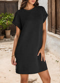 Women's Casual Roll‑Short‑Sleeve T‑Shirt Dress