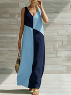 Color Block Sleeveless Maxi Dress