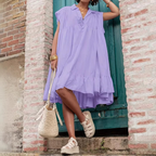 Loose Ruffled Shirt Dress